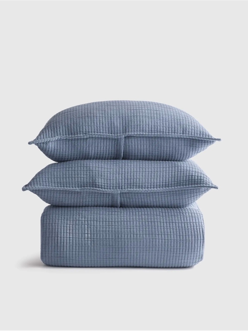 Quince Organic Ribbed Coverlet Set in Mineral Blue King/Cal King 964